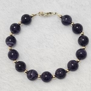 Amethyst Gemstone and Gold Bracelet